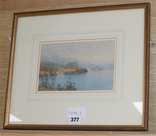 Charles William Meredith Van de Velde (1818-1898), watercolor, Lake Como, 13 x 21cm